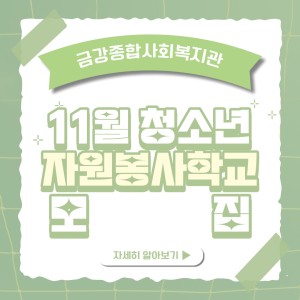 [청소년 자원봉사학교] 11월 봉사활동 참여자 모집 이미지